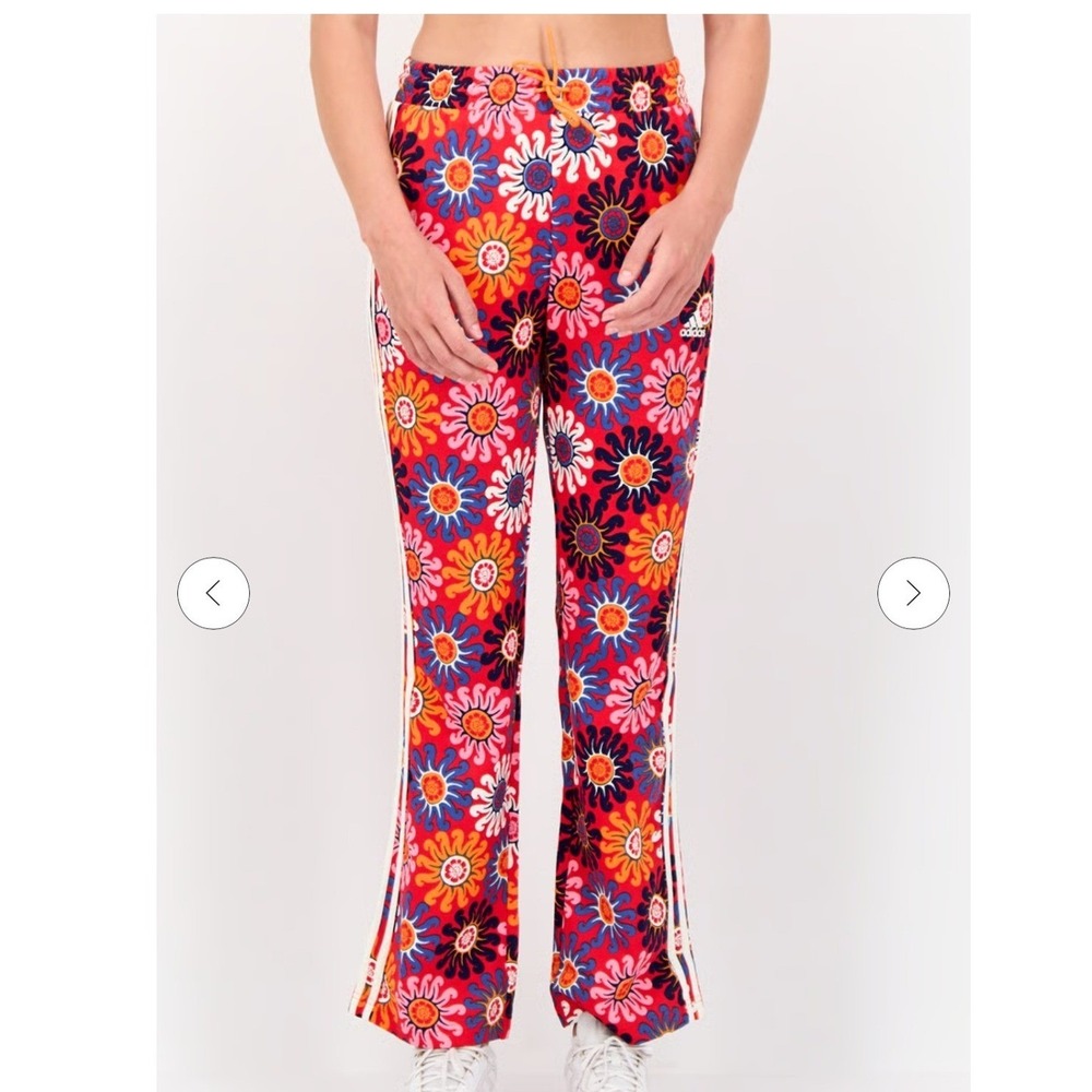 Adidas Farm Rio Womens Floral Flare Track Pants Medium Red Pink Orange Retro